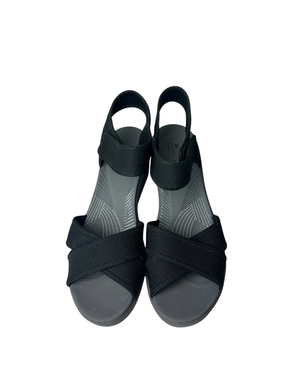 Clarks NWOB CloudStepper Cali Skye Black Size 11 Strappy Wedge Sandals